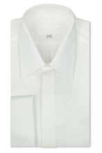White Forward Point Collar Shirt with Subtle Birdseye Pattern