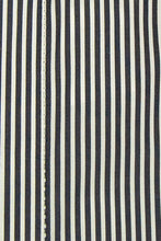 Dark Navy and White Stripe Pin Collar Shirt Close Up
