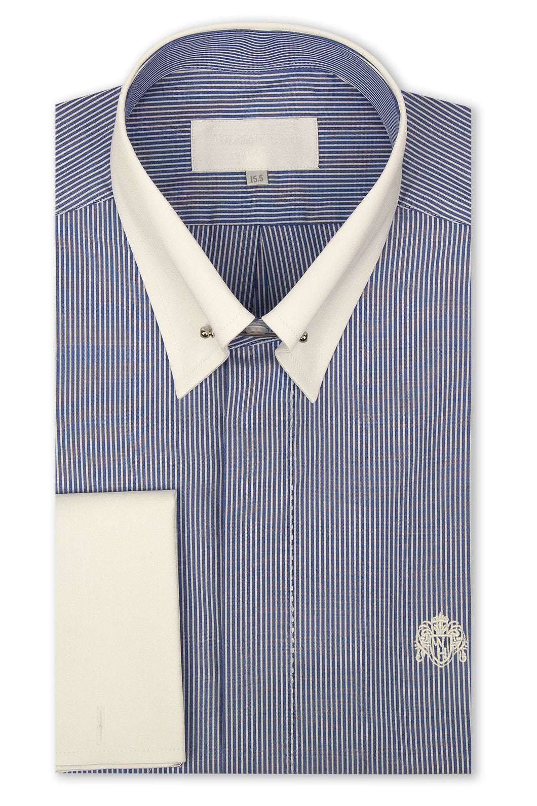 Blue and White Stripe Pin Collar Shirt