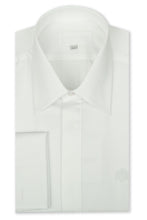 White Cotton Waffle Forward Point Collar Dinner Shirt