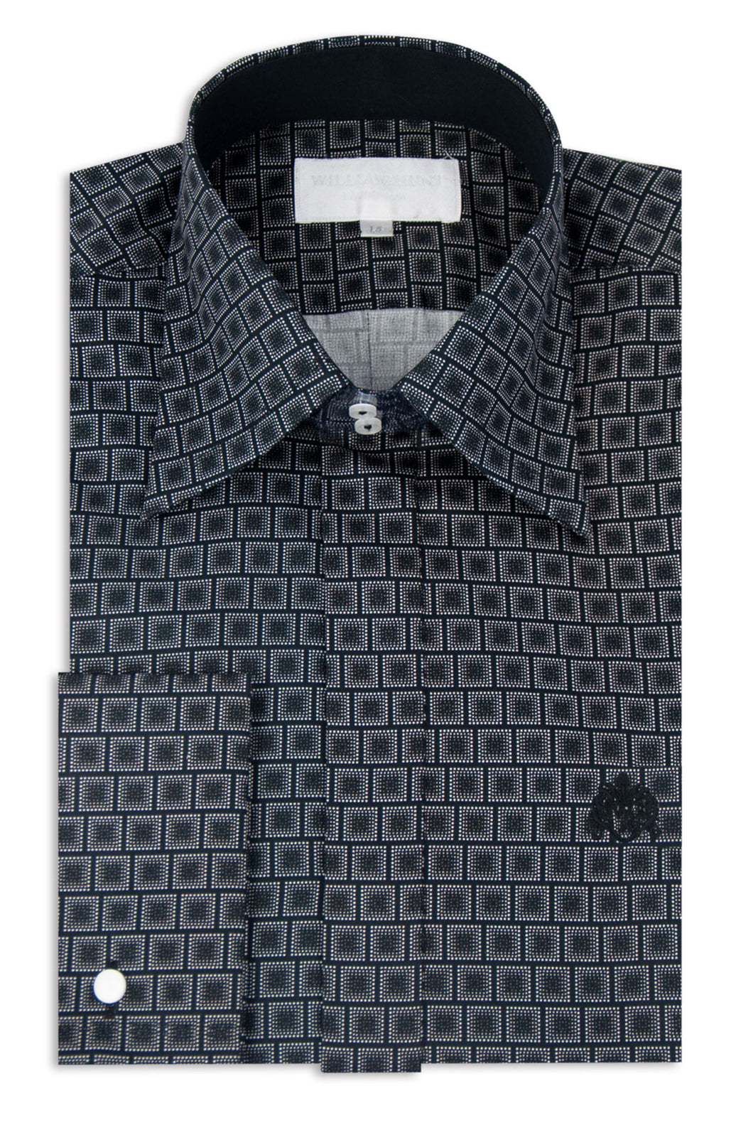 Black Pattern Forward Point Collar Shirt