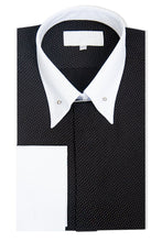 Black with White Pin Dot Forward Point Shirt with Pin Collar