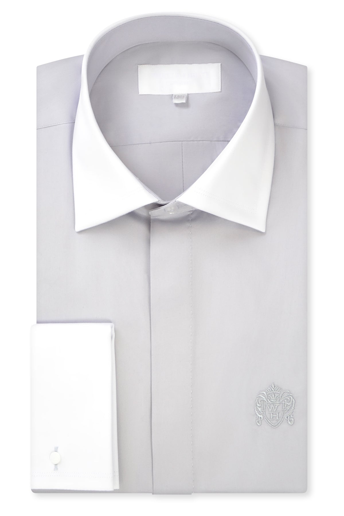 Grey Contrasting Cutaway Collar Shirt