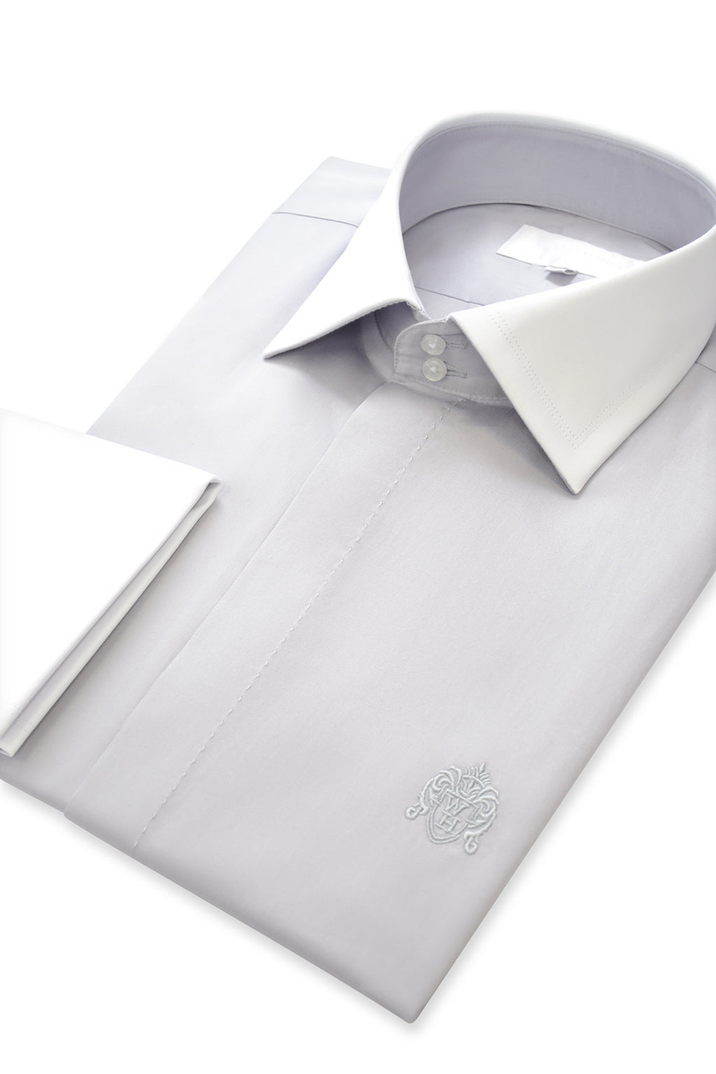 Grey Contrasting Cutaway Collar Shirt