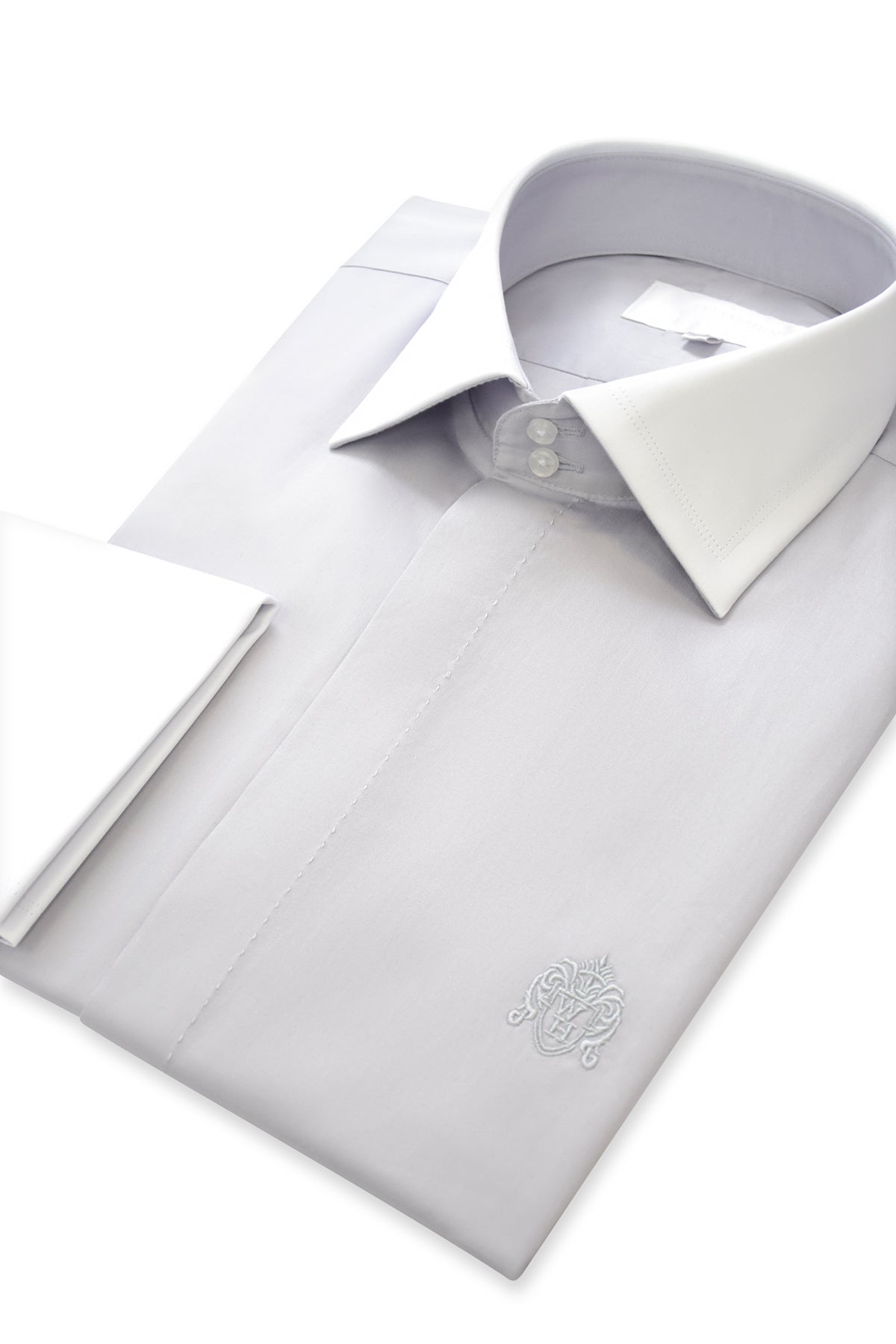 Grey Contrasting Cutaway Collar Shirt