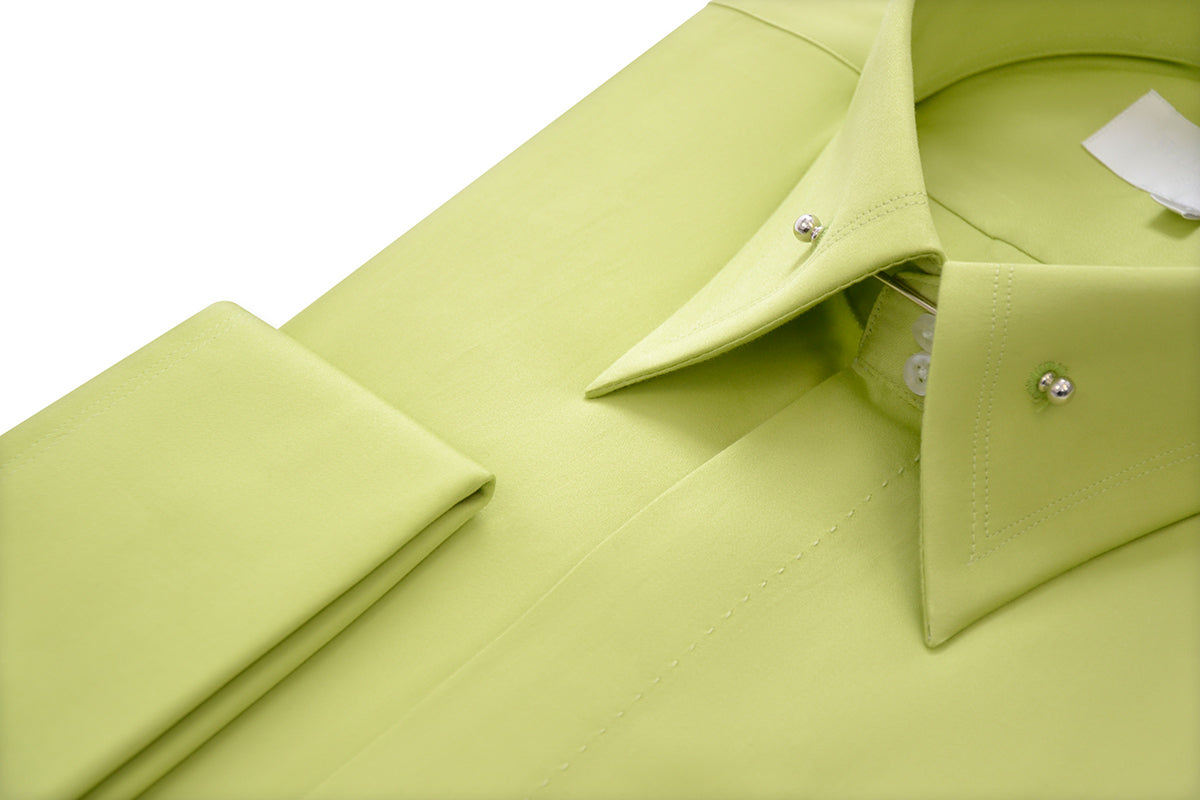 Lime Green Point Pin Collar Shirt