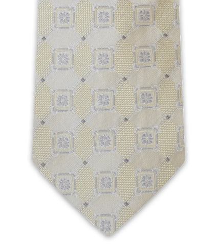 Gold Cream Square Silk Tie - William Hunt Savile Row
 - 1