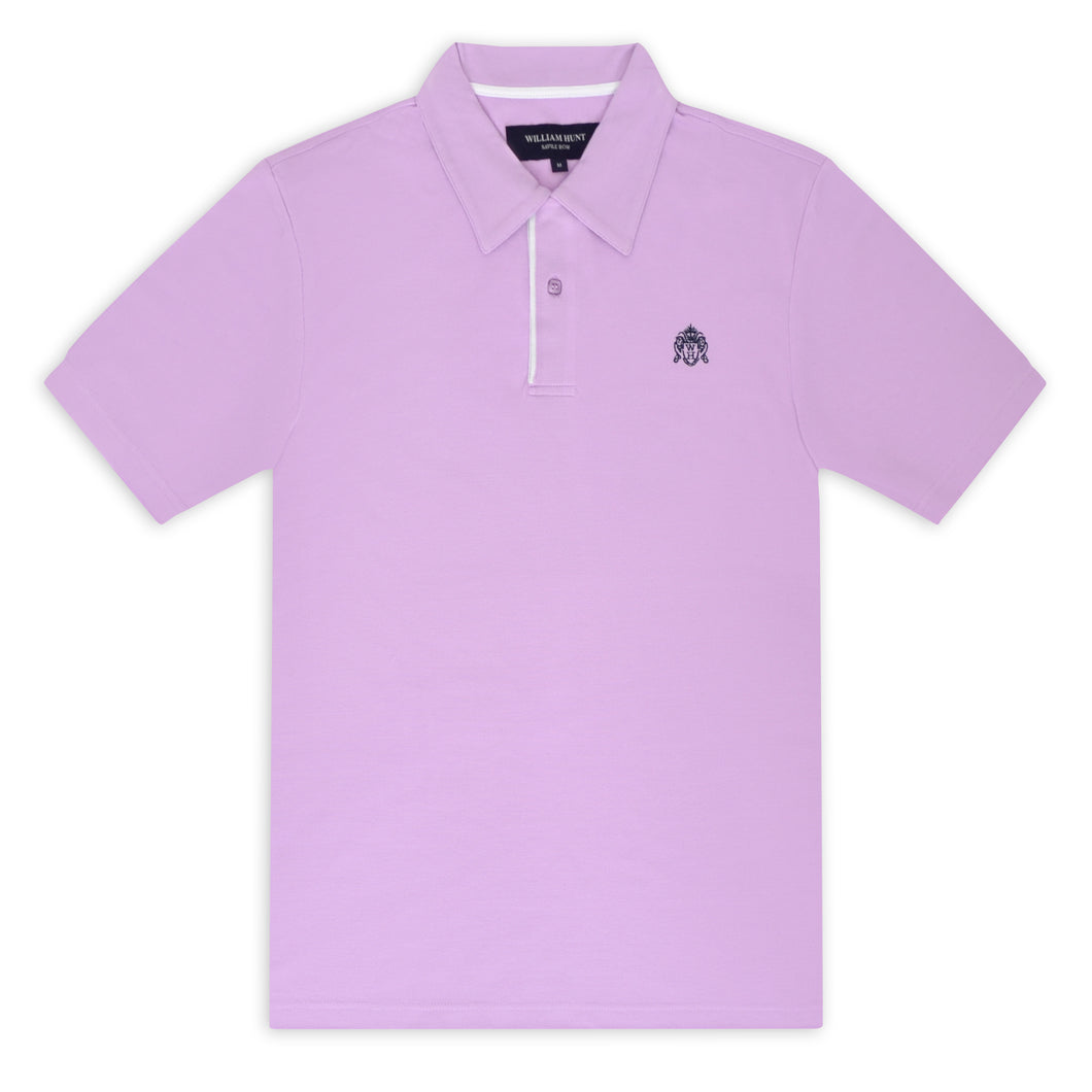Thistle Lilac Piqué Polo Top with White Contrasting Insert