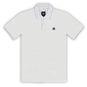 White with Sky Blue Tipping Polo