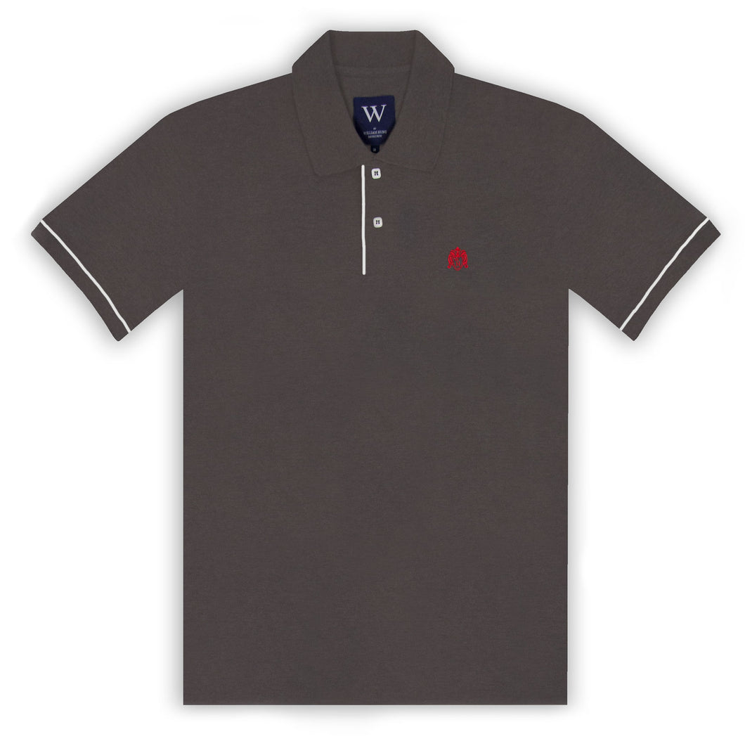 Charcoal Polo with White Piped Cuff