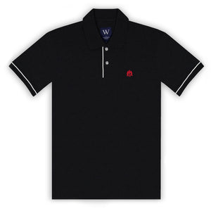 Black Polo with White Piped Cuff