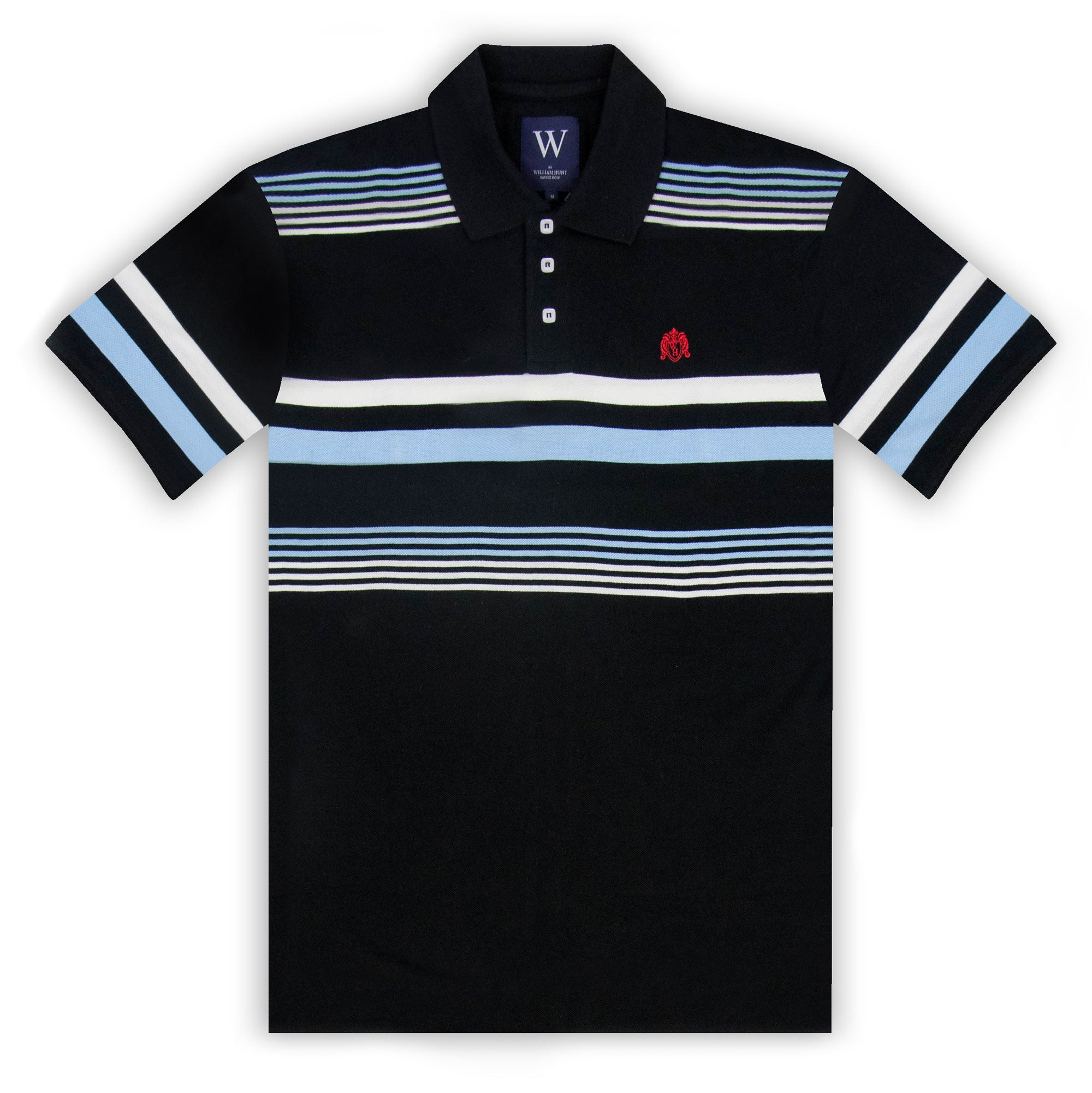 Black with Ecru & Sky Stripe Polo