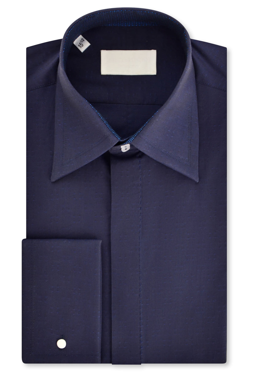 Navy Forward Point Collar Diamond Pattern Shirt