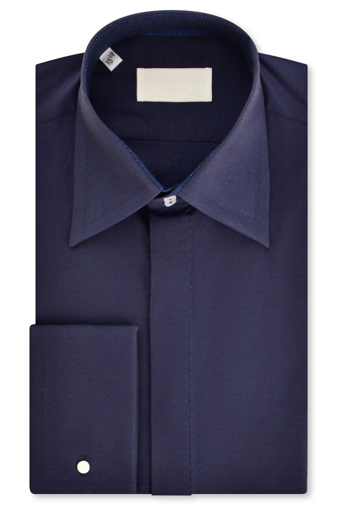 Navy Forward Point Collar Diamond Pattern Shirt