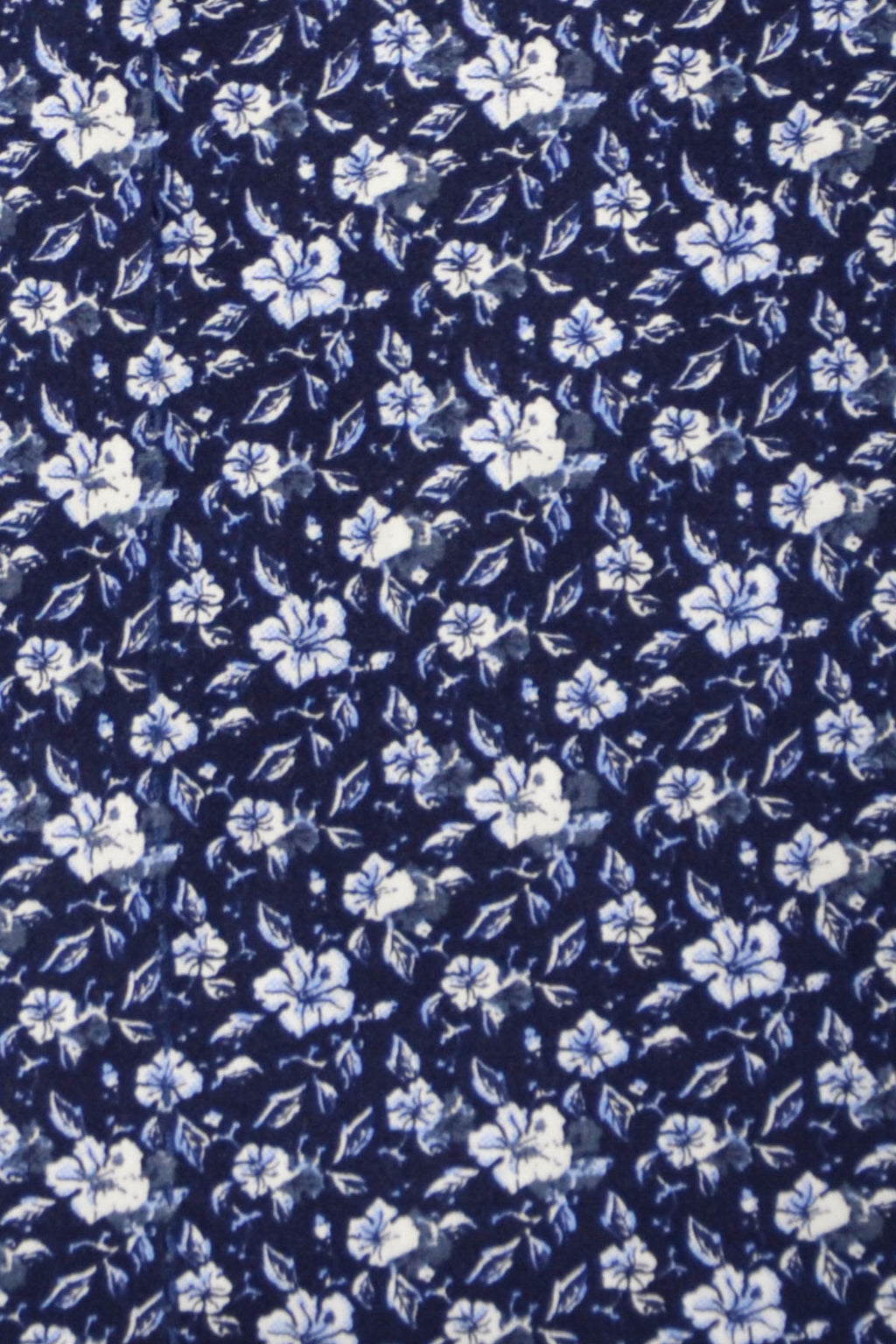 White Floral over Indigo Forward Point Collar Shirt