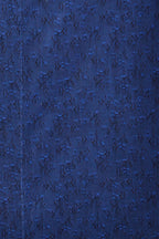 Sapphire and Indigo Floral over Navy Forward Point Collar Shirt Close Up