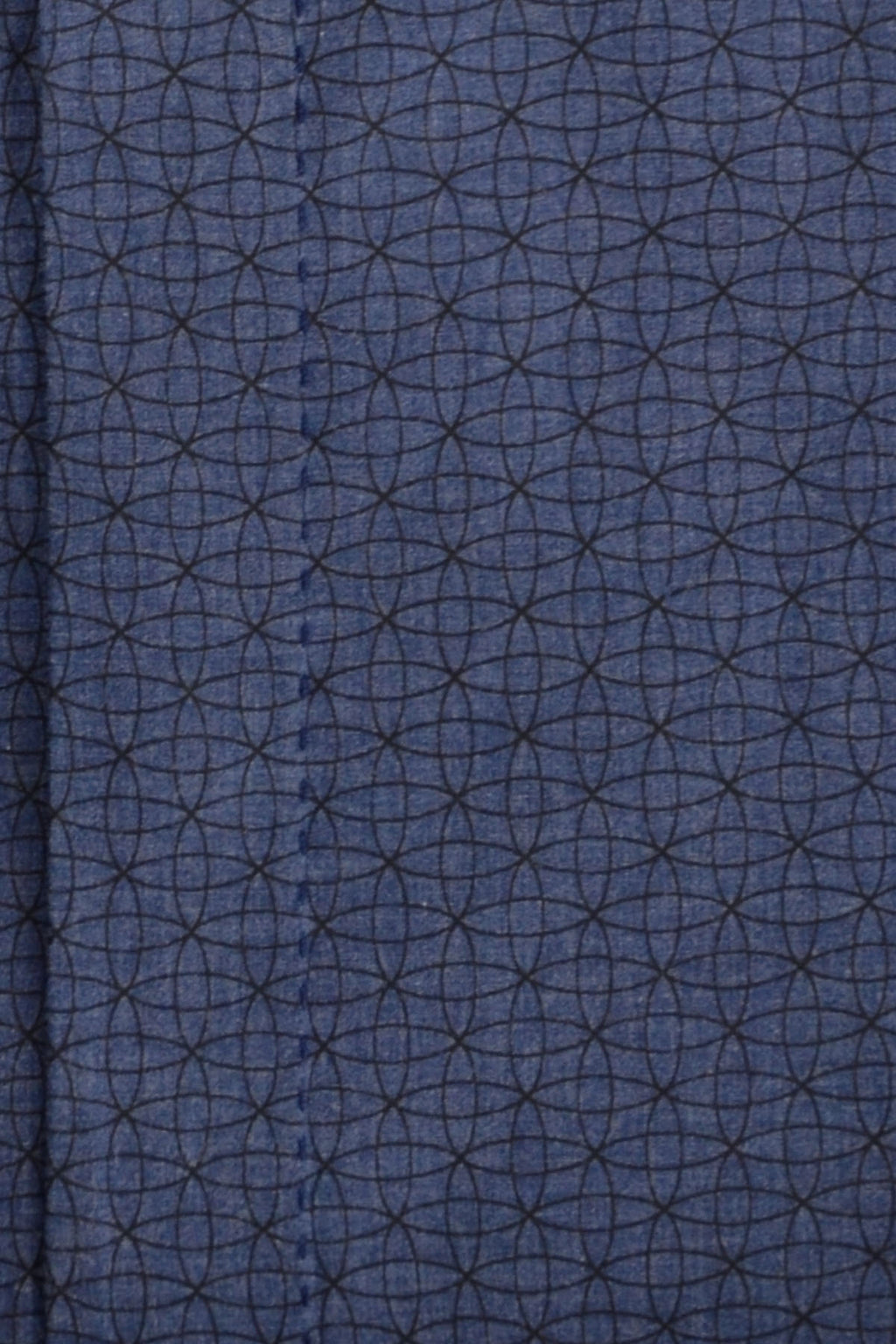 Black Geometric over Slate Blue Forward Point Collar Shirt