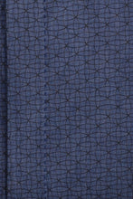 Black Geometric over Slate Blue Forward Point Collar Shirt