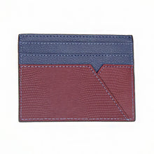 Burgundy / Blue Leather WH Card Holder Back