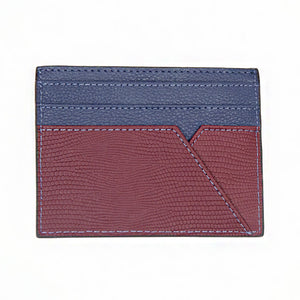 Burgundy / Blue Leather WH Card Holder Back