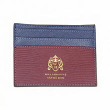 Burgundy / Blue Leather WH Card Holder Front