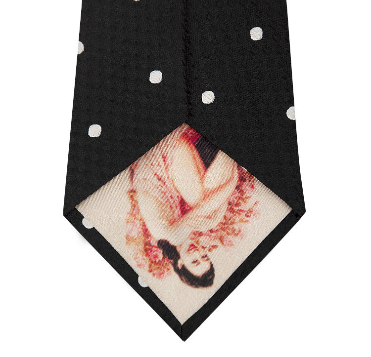 Black and White Polka Dot Silk Tie Back