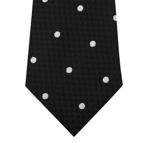 Black and White Polka Dot Silk Tie Close Up