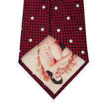 Red and White Polka Dot Silk Tie with Check Background Back