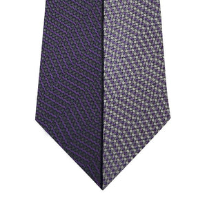 Two Tone Purple Vertical Stripe Silk Tie Close