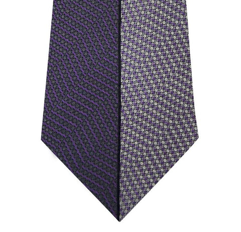 Two Tone Purple Vertical Stripe Silk Tie