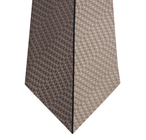Brown and Stone Vertical Stripe Silk Tie Close