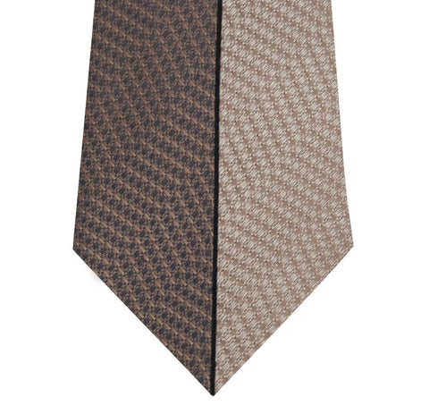 Brown and Stone Vertical Stripe Silk Tie Long