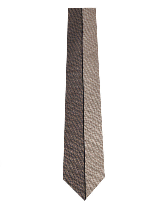 Brown and Stone Vertical Stripe Silk Tie Long