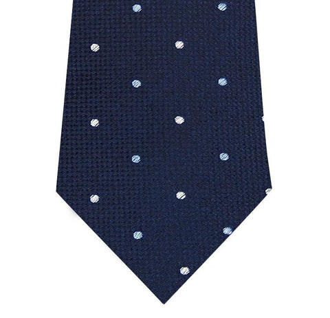 Navy with Blue and White Polka Dot Silk Tie