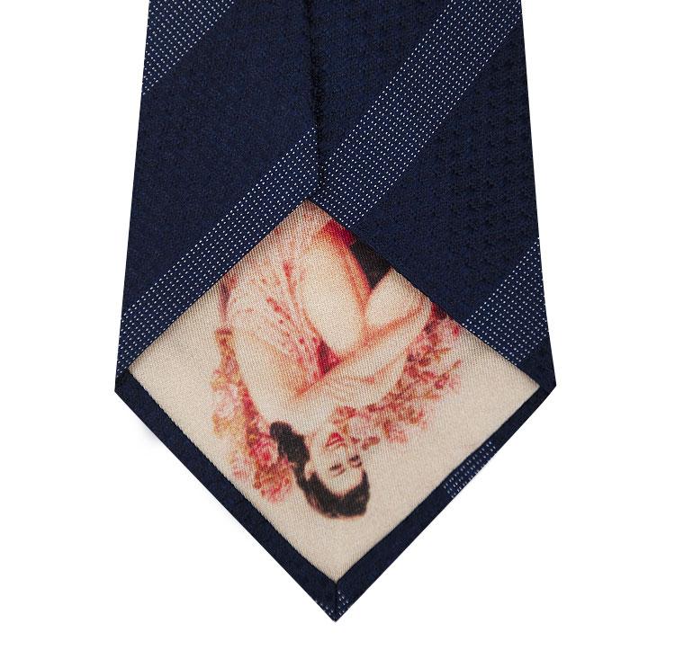 Navy on Blue Stripe Silk Tie Back