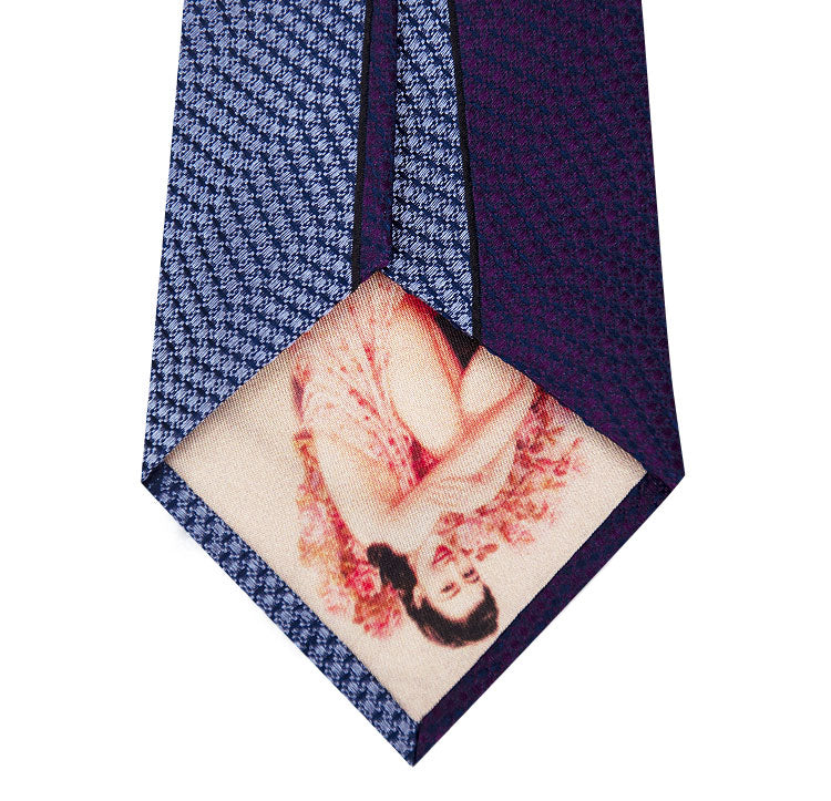 Purple and Blue Vertical Stripe Silk Tie Back