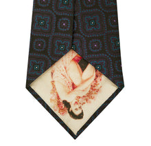 Black Silk Tie with Purple and Teal Pattern Back