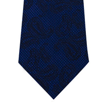 Blue with Black Paisley Pattern Silk Tie Close
