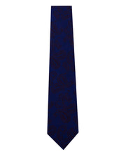 Blue with Black Paisley Pattern Silk Tie Long