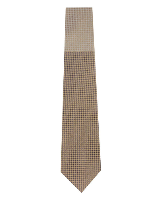 Gold and Sand Block Waffle Weave Silk Tie
