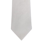 White and Cream Block Waffle Weave Silk Tie Close
