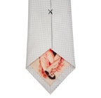 White and Cream Block Waffle Weave Silk Tie Back