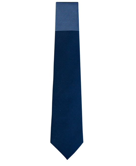 Navy and Sky Blue Block Waffle Weave Silk Tie
