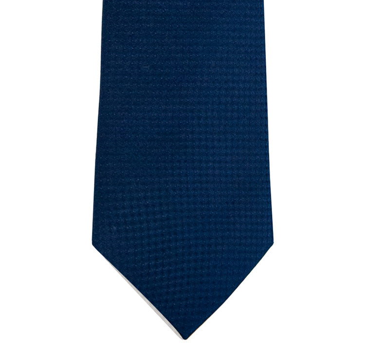 Navy and Sky Blue Block Waffle Weave Silk Tie Close