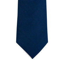 Navy and Sky Blue Block Waffle Weave Silk Tie Close