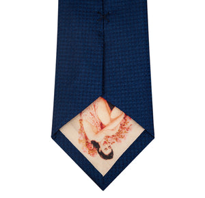 Navy and Sky Blue Block Waffle Weave Silk Tie Back