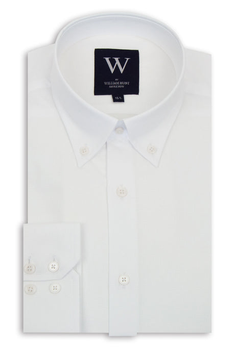 White Textured Button Down Collar Shirt