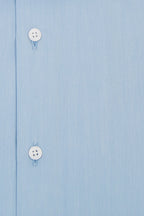 Blue Forward Point Collar Shirt with White Collar Close