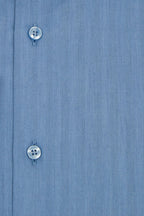Blue Cutaway Collar Shirt with Faint Stripe Close