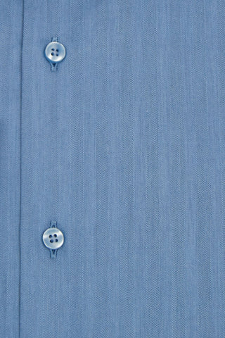 Blue Cutaway Collar Shirt with Faint Stripe